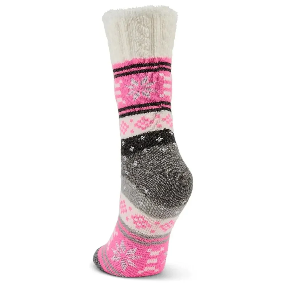 Magellan Outdoors Metallic Snow Mid-Calf Crew Socks Pink Aloe Infused Lined 6-10